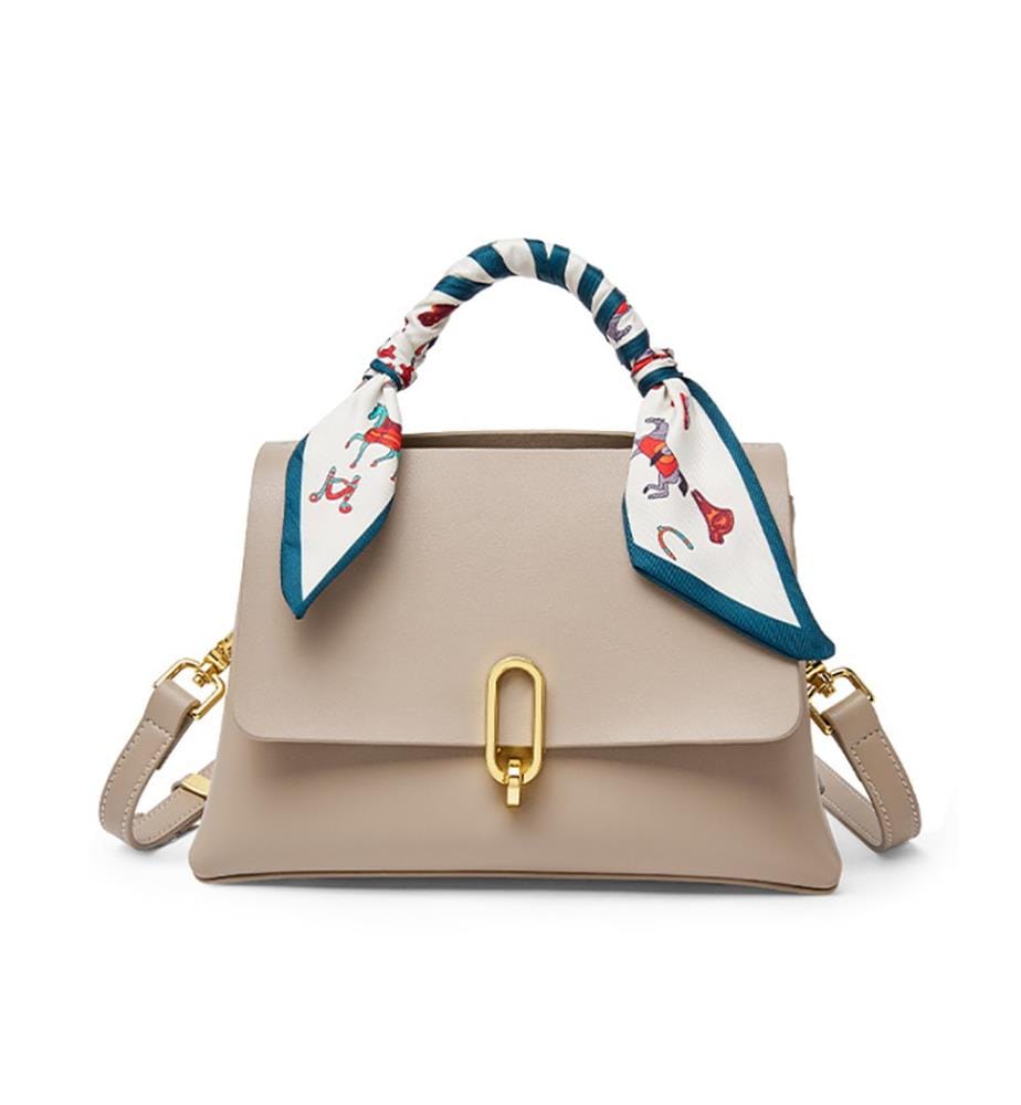 Sacoche Élégante en Cuir avec Poignée en Foulard De Soie