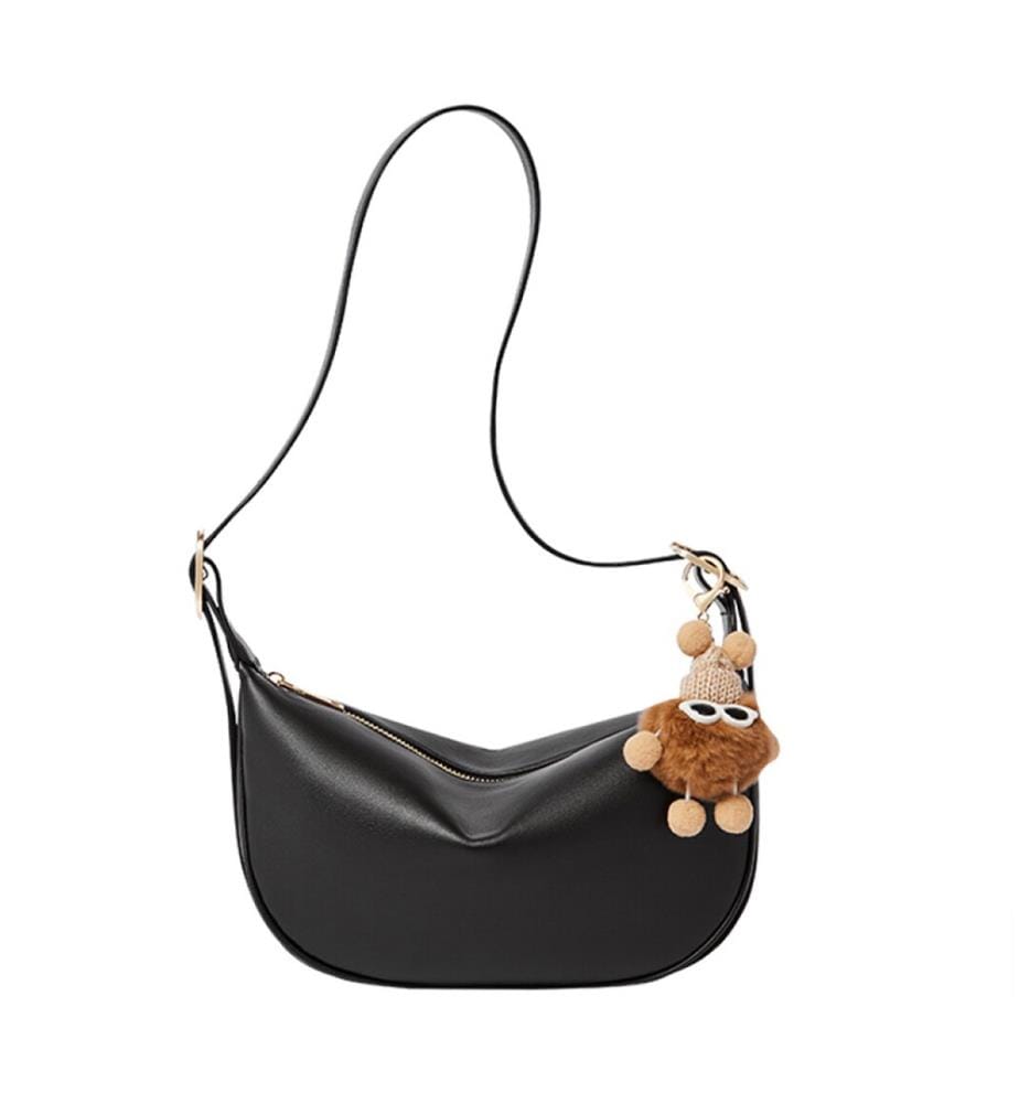 Sac à Bandoulière en Cuir Crescent avec Breloque
