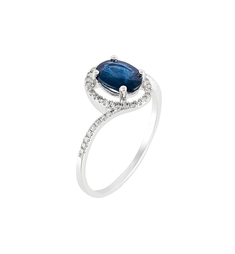Bague Solitaire Saphirin - Or Blanc 375/1000