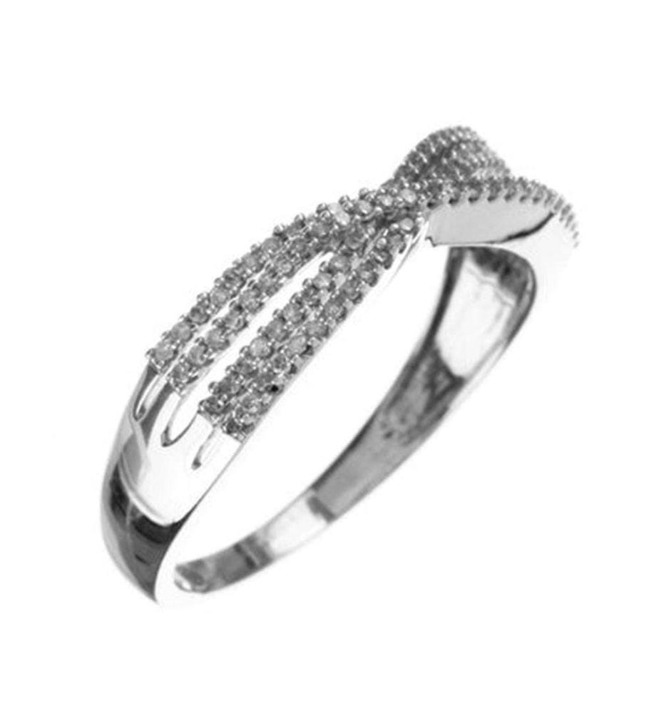 Bague Croisillons de diamants - Or Blanc 375/1000