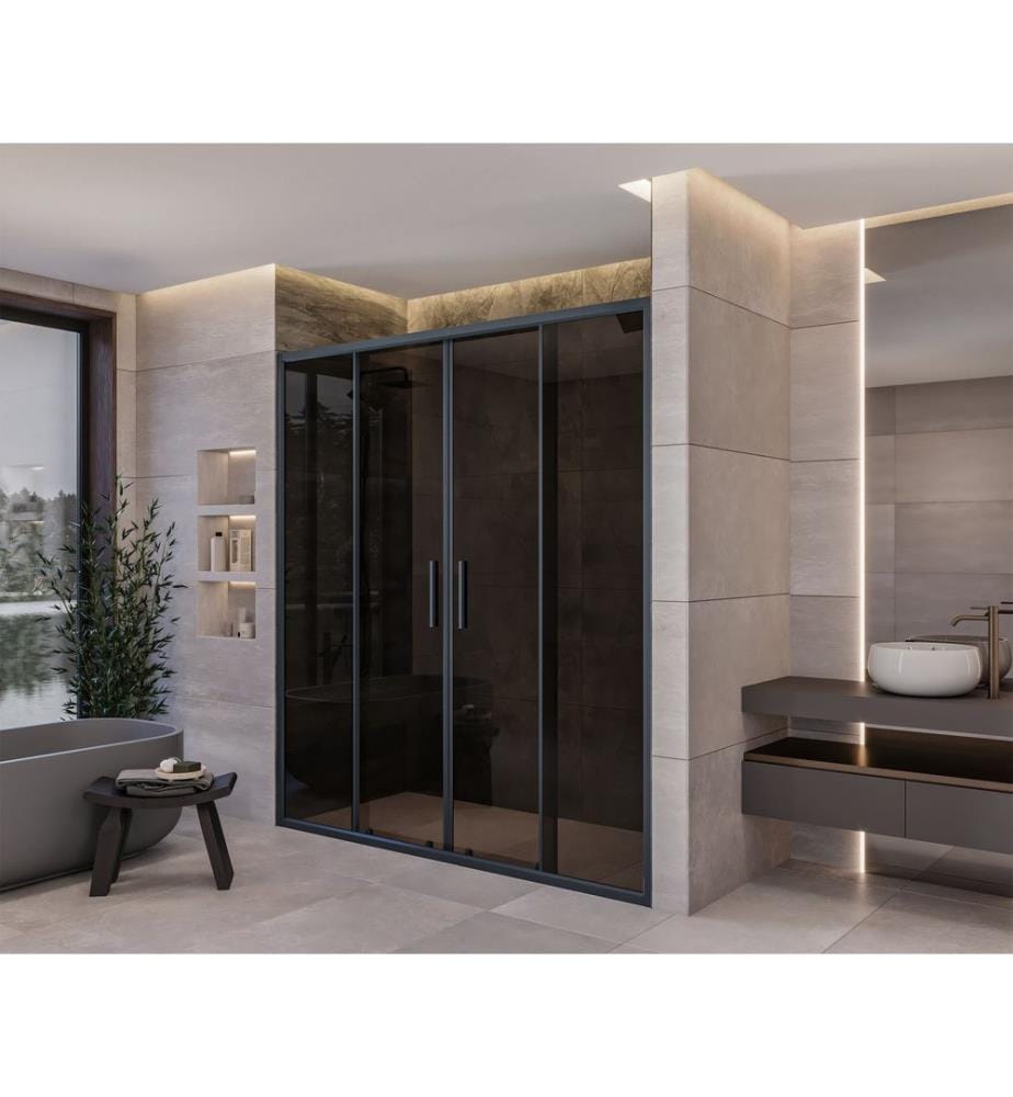 Cabine de douche, 100 % VERRE TREMPÉ, Anthracite, Fumée, 176 x 189