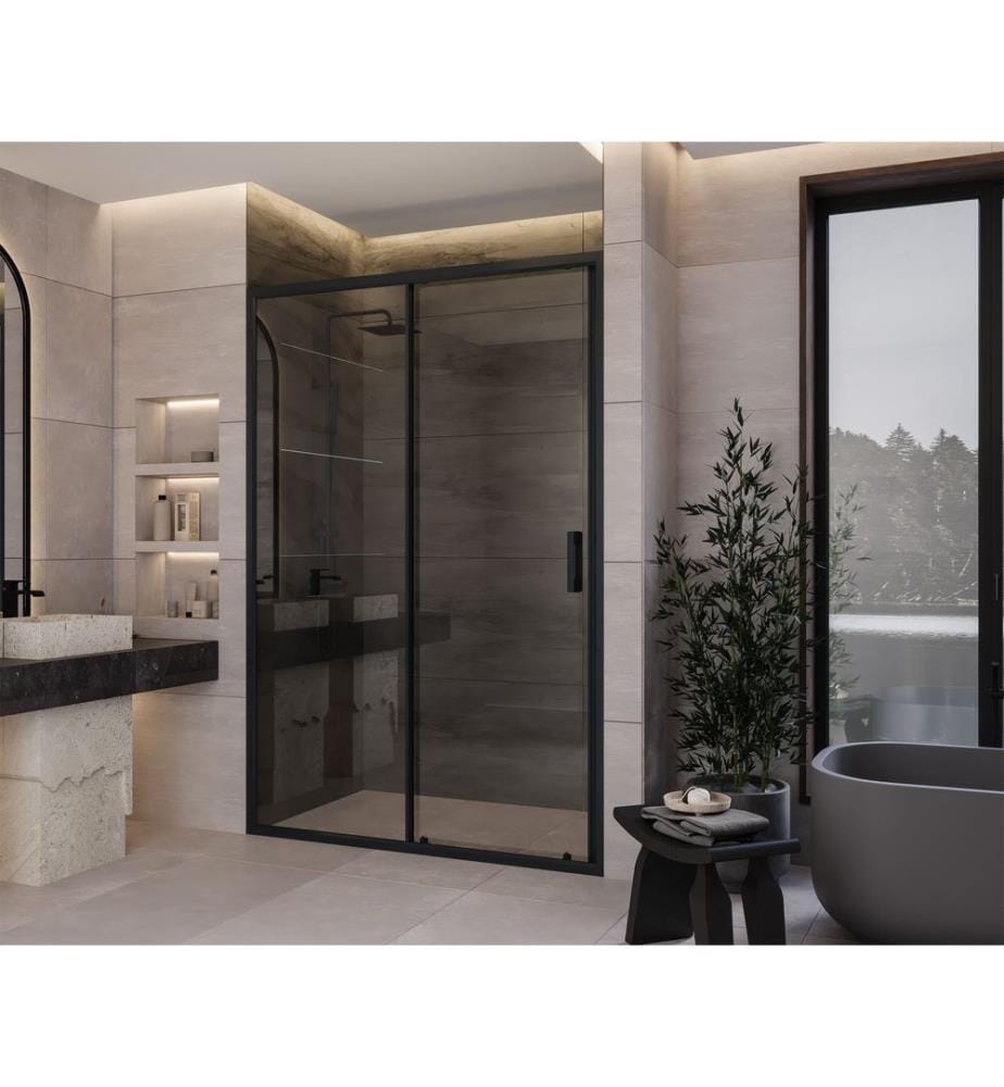 Cabine de douche, 100 % verre trempé, anthracite, transparent, 151 x 189