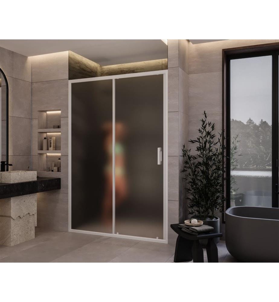 Cabine de douche, 100 % verre trempé, blanc, transparent, 156 x 189