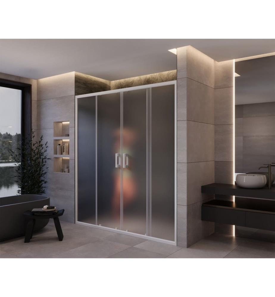 Cabine de douche, 100 % verre trempé, blanc, transparent, 195 x 189