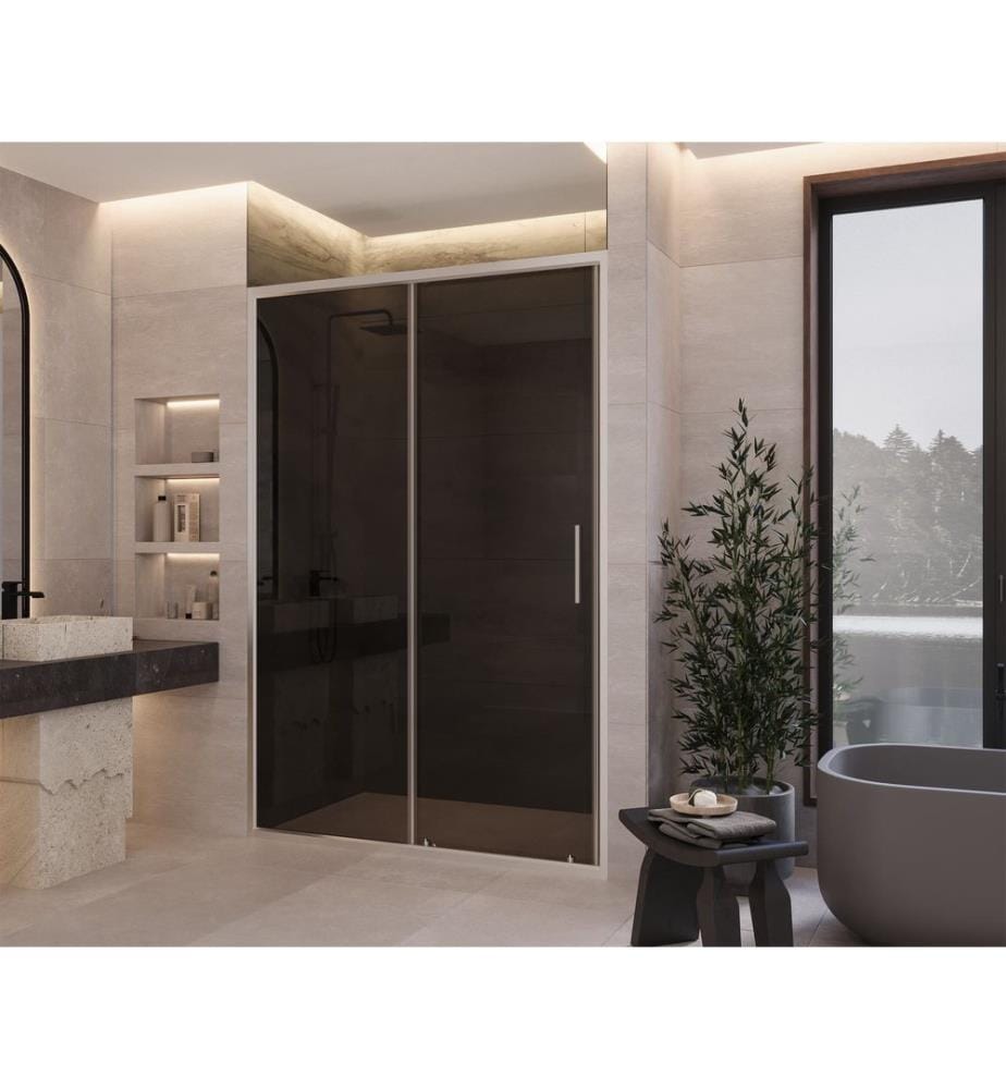 Cabine de douche, 100 % VERRE TREMPÉ, Gris, Fumée, 117 x 189