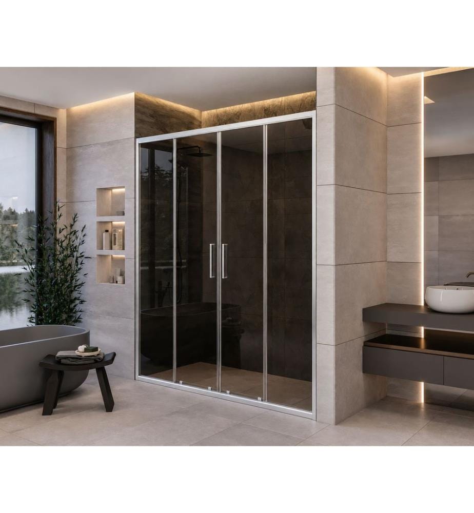Cabine de douche, 100 % VERRE TREMPÉ, Gris, Fumée, 161 x 189