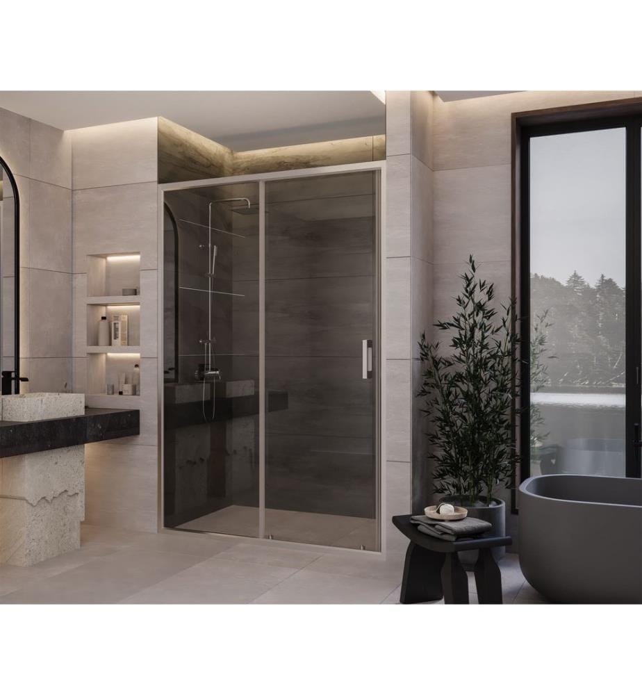 Cabine de douche, 100 % verre trempé, gris, transparent, 125 x 189