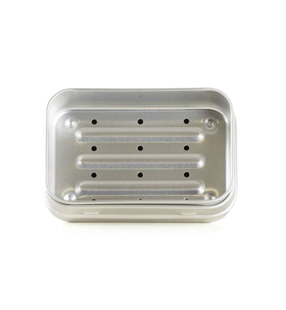 Boîte à savon en aluminium avec égouttoir - 96 x 66 x 3 mm