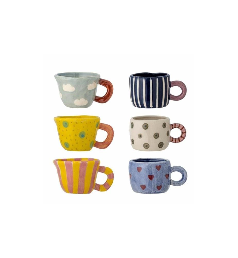Tasses à café Bloomingville Nini, grès, 110 ml, Multicolore, 6 pièces