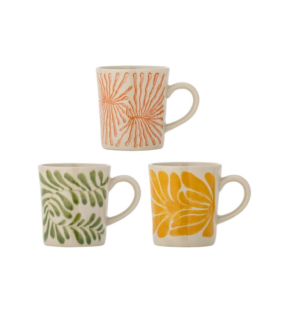 Bloomingville Tasse à thé Fauni 205 ml, 3 pièces, Vert/Jaune