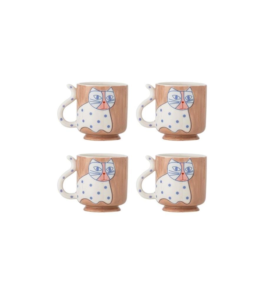 Bloomingville Tasse à thé Missy 325 ml, 4 pièces, marron/blanc