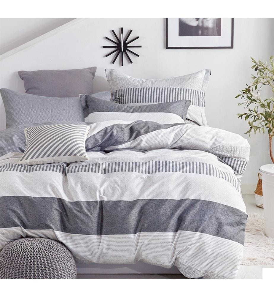 Parure de Couette 240 x 220 cm + 2 Taies d'oreiller 65 x 65 cm - Grey Flow