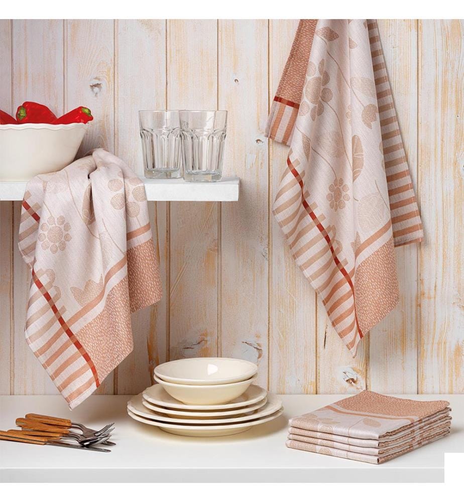 Lot de 6 torchons 50 x 70 cm 100% Coton Egyptien - Tresor Floral