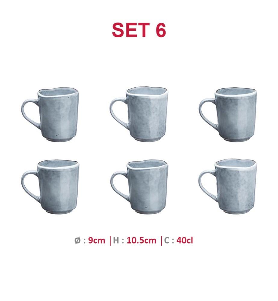 Set de 6 Tasses à Nuages 40 Cl - Grey East