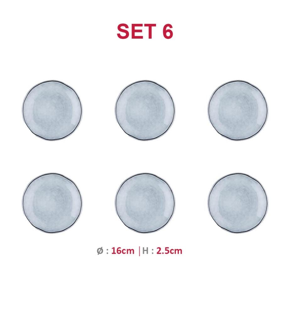 Set de 6 Assiettes Nuage Ø16 Cm - Grey East