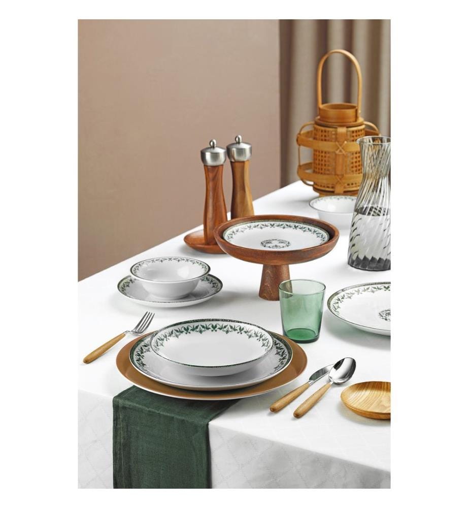Service de table (24 pièces) - Blanc, vert, noir