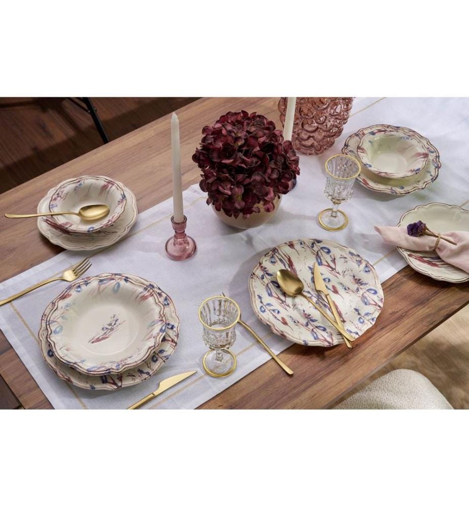 Service de table (24 pièces) - Bleu marine et bordeaux