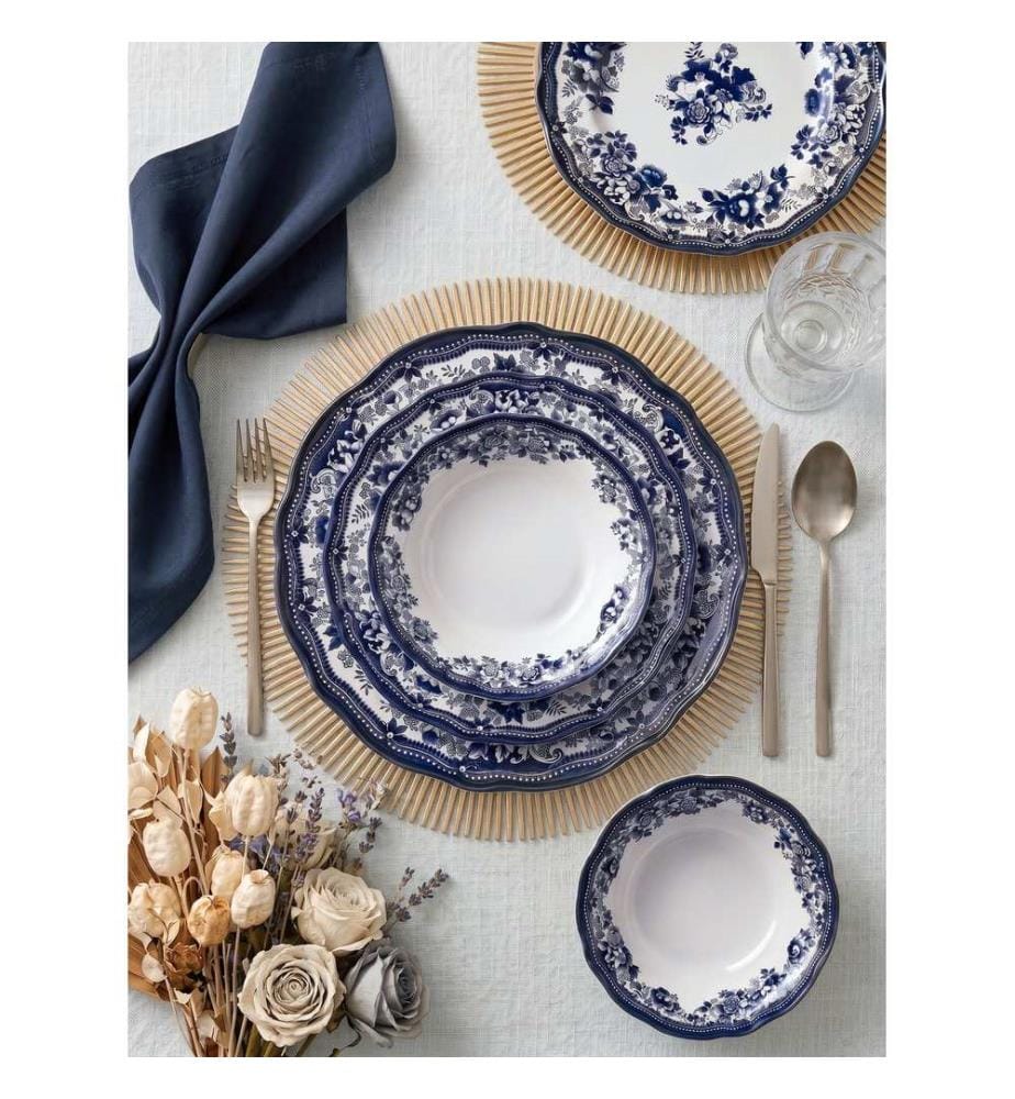 Service de table (24 pièces) - Blanc et bleu marine