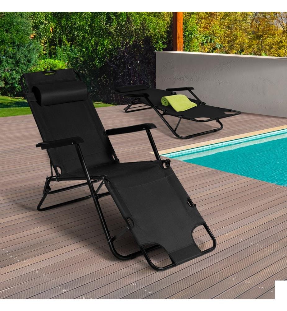 Lot de 2 Fauteuils rela x 2 en 1 noirs