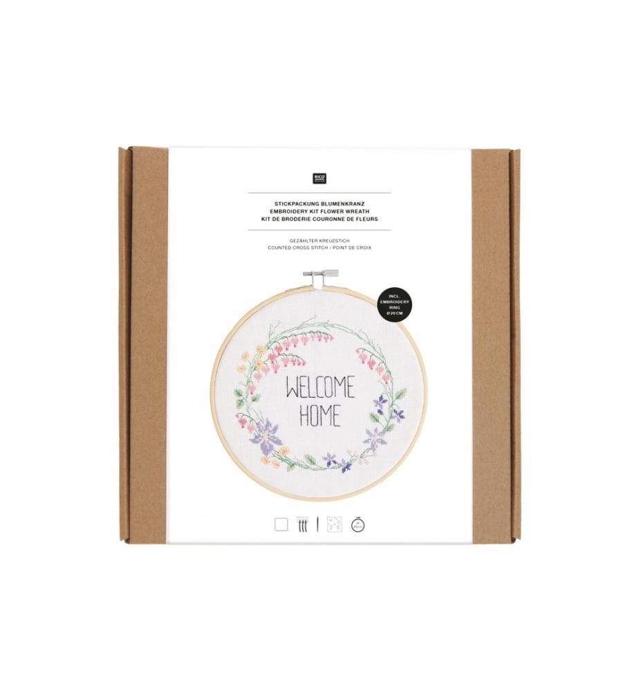 Rico Design Kit de broderie Couronne de fleurs Ø 20 cm