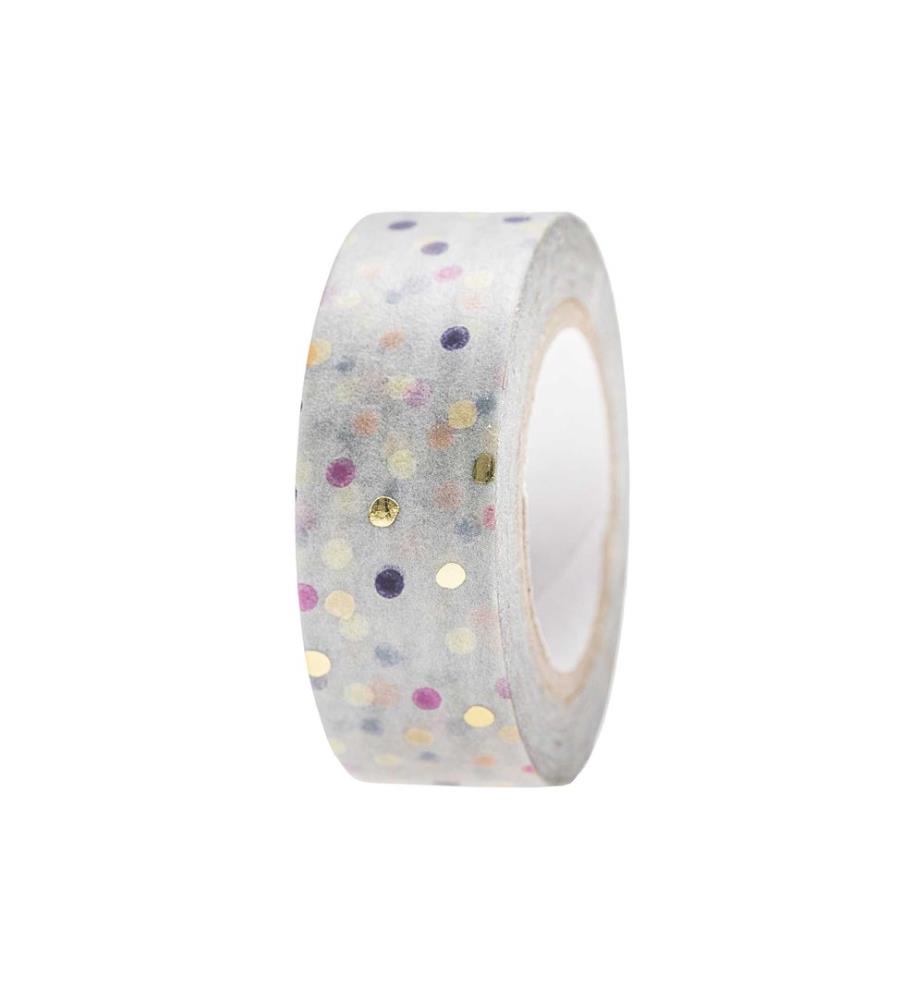 Rico Design Washi Tape Points 1.5 cm x 10 m, bleu mix