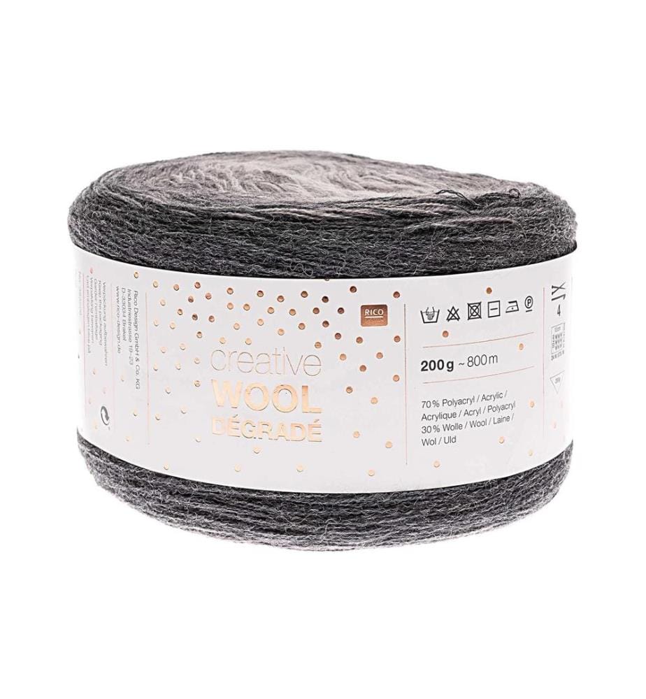 Laine Rico Design Creative Wool Dégradé 200 g Gris