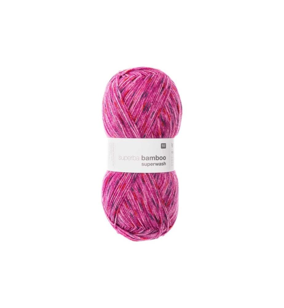 Rico Design Laine Bamboo pour chaussettes 4 fils, 100 g, Confetti Rose