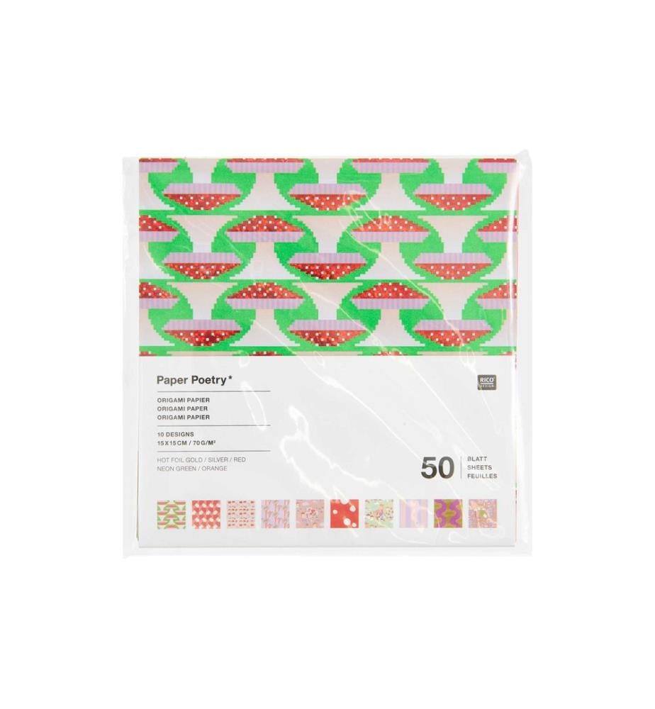 Rico Design Papier créatif Bloc origami 50 feuilles, 15 x 15 cm