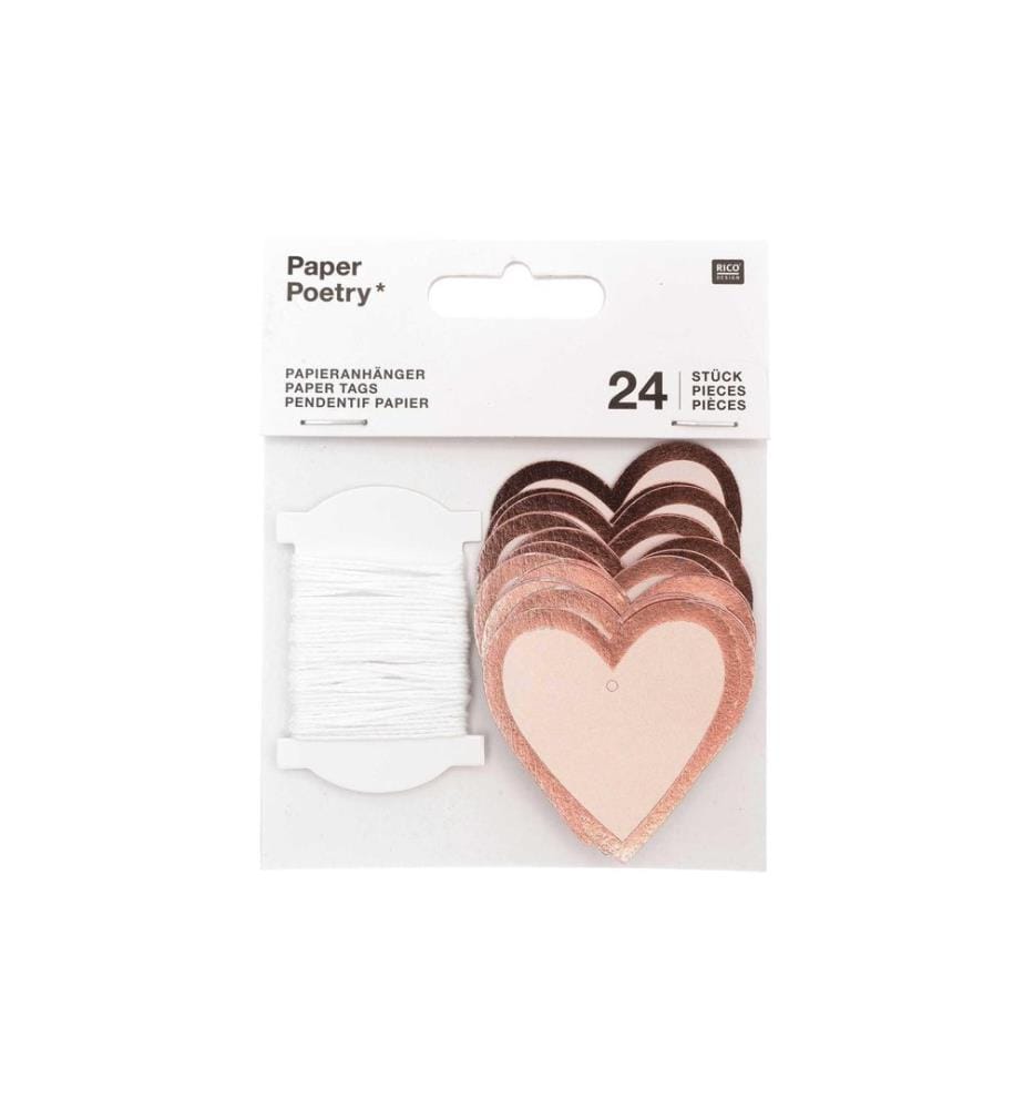 Étiquettes cadeaux Rico Design Cur 24 pièces, rose