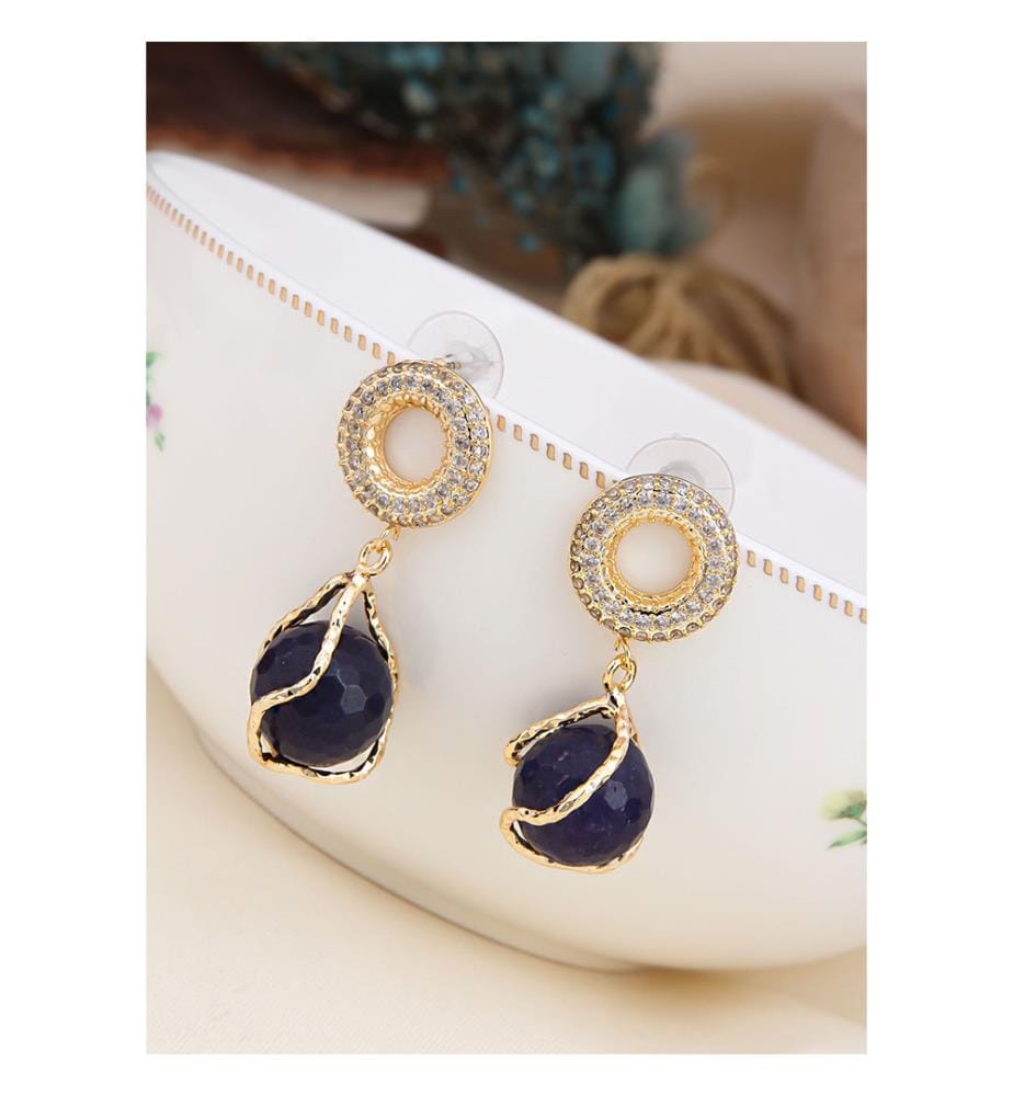 Boucles d'Oreilles Zircon et Agate - Violet
