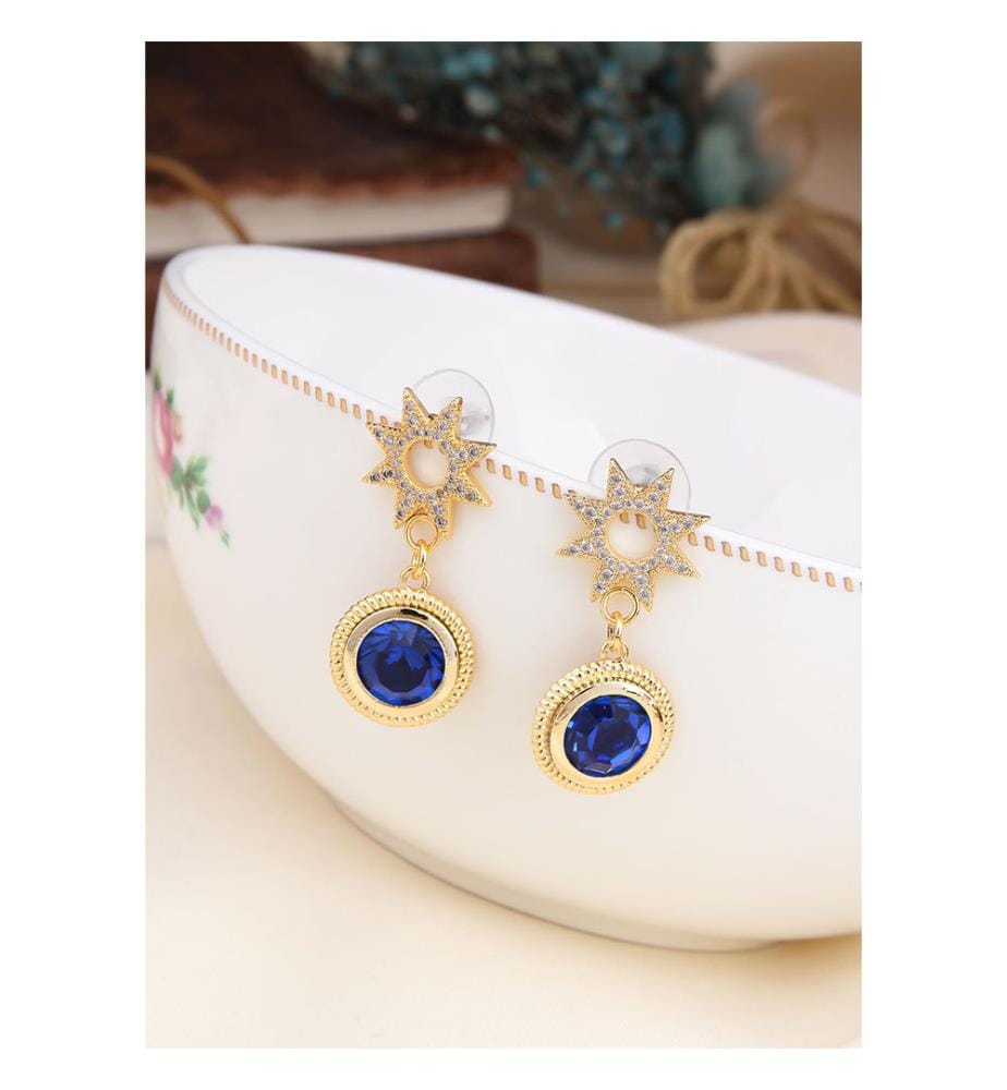Boucles d'Oreilles Zircon - Bleu foncé