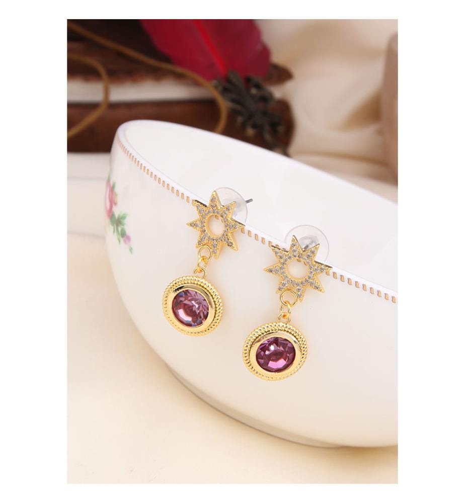 Boucles d'Oreilles Zircon et Zultanite - Rose