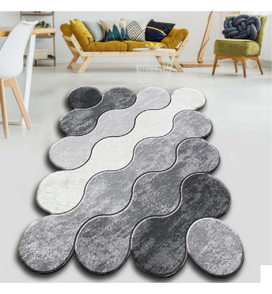 Moquette, 80 x 120, , Gris foncé - Gris, Blanc