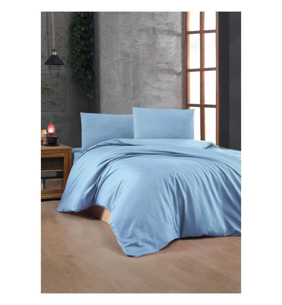 Ranforce Single Quilt Cover Set, Blue, 100% Cotton Ranforce