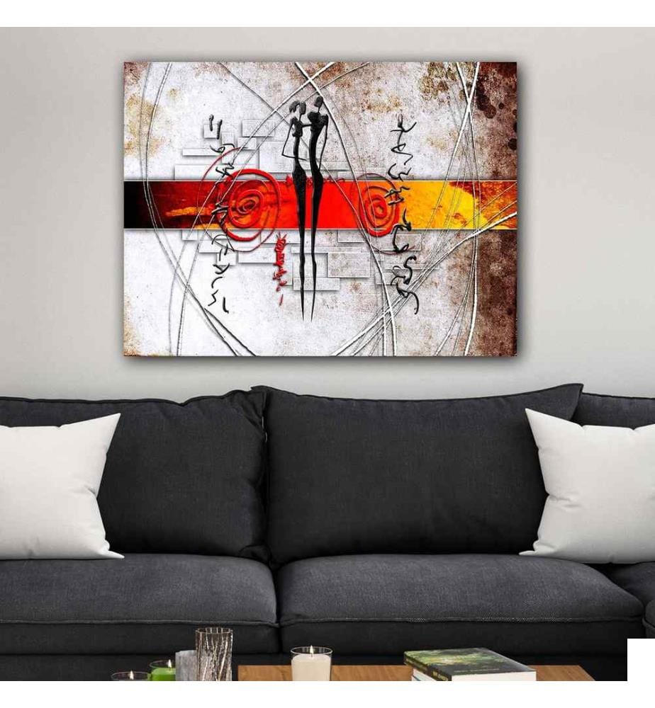 Peinture décorative sur toile, Multicolore, 100% toile, cadre en bois