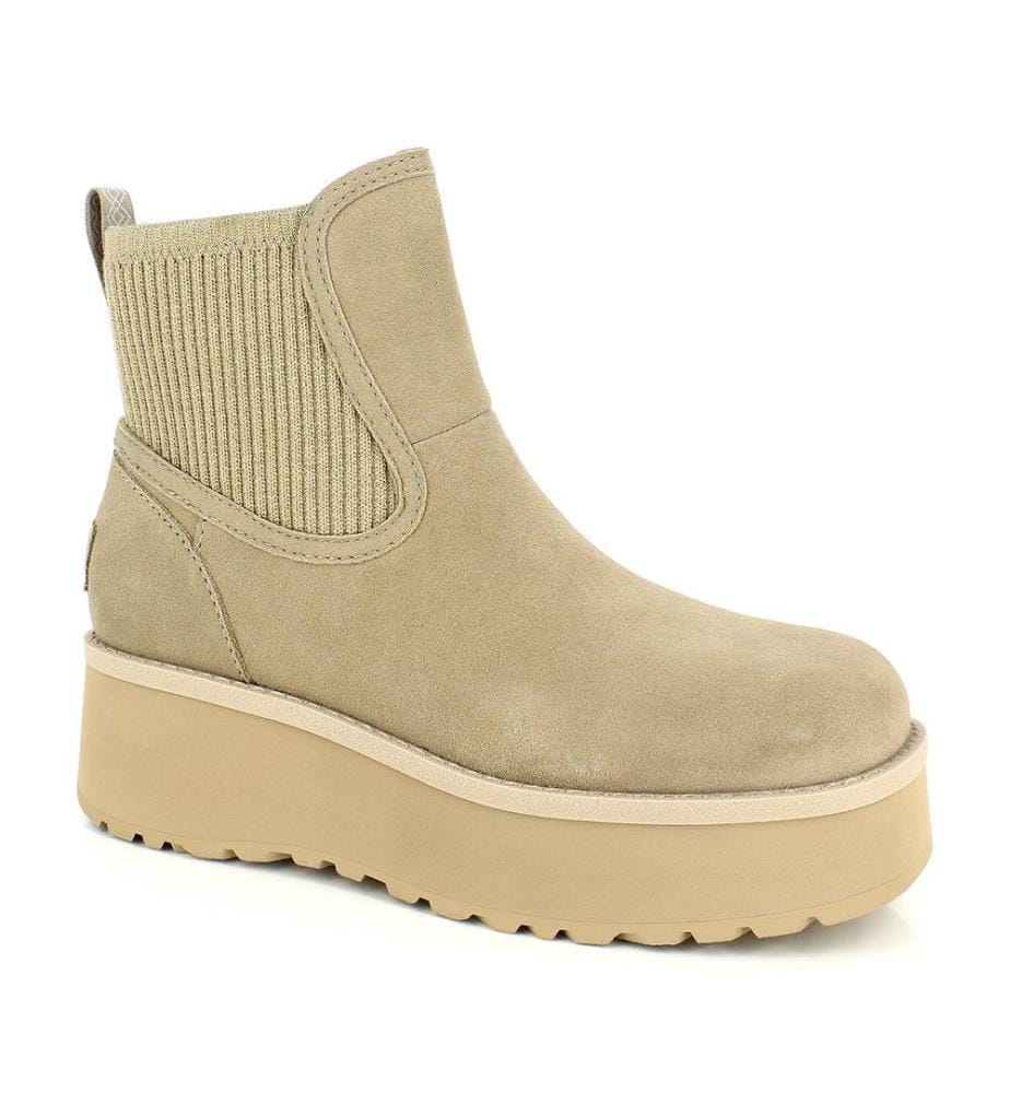 Bottines Chelsea en cuir mélangé - Beige