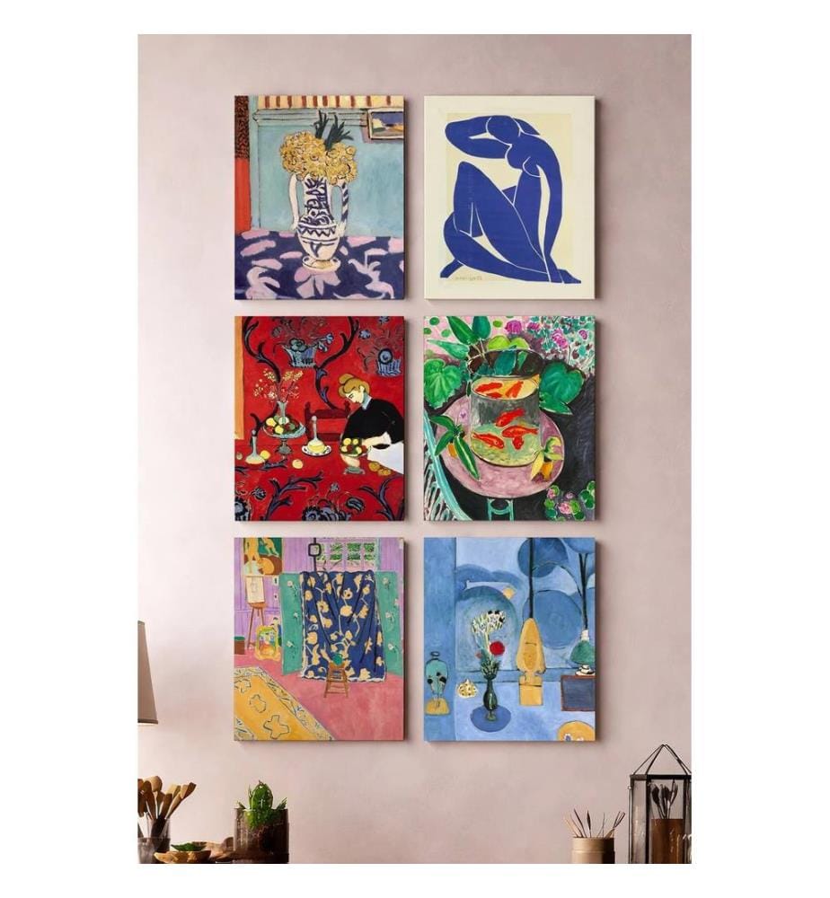 Tableau décoratif sur toile, 6 pièces, 100 % toile, multicolore
