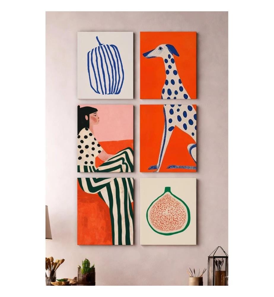 Tableau décoratif sur toile, 6 pièces, 100 % toile, multicolore