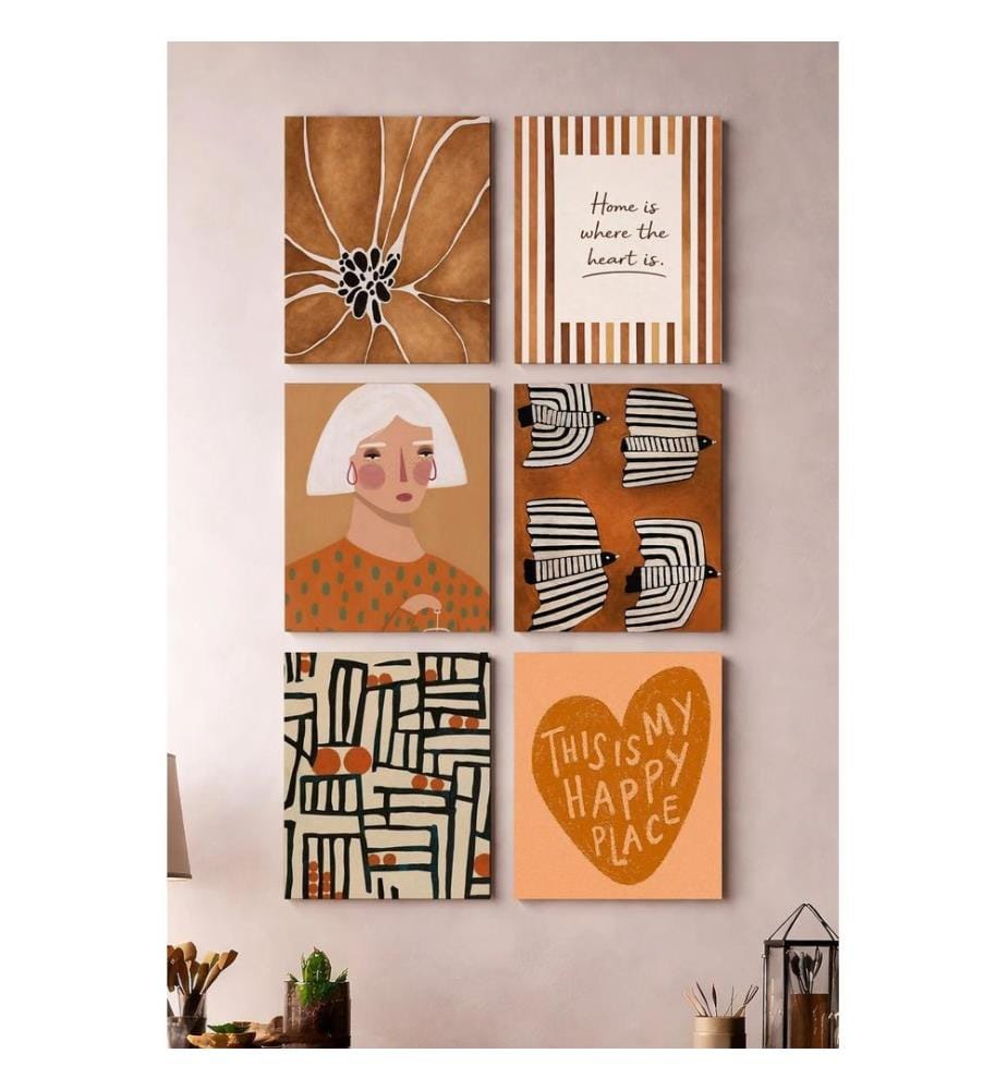 Tableau décoratif sur toile, 6 pièces, 100 % toile, multicolore