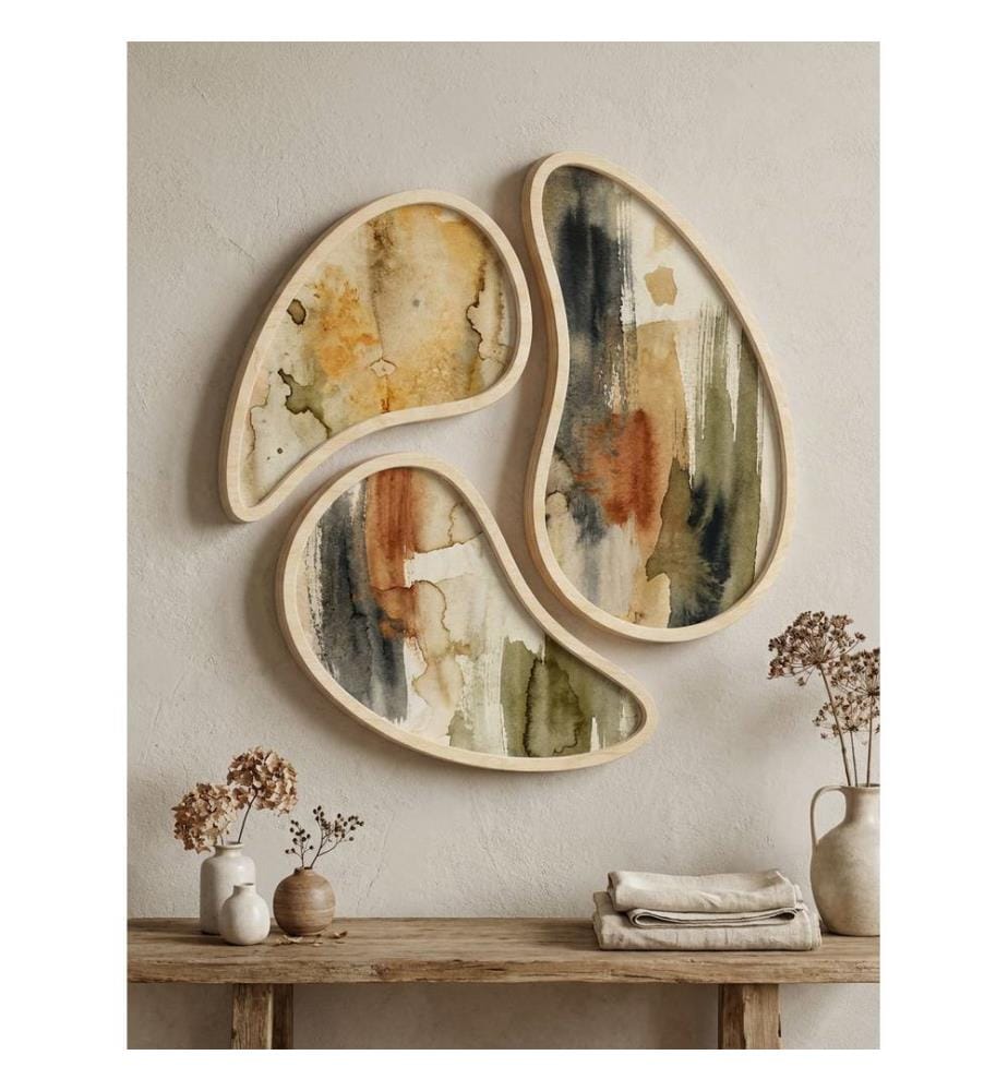Tableau décoratif encadré en MDF, 3 pièces, 100 % MDF, multicolore