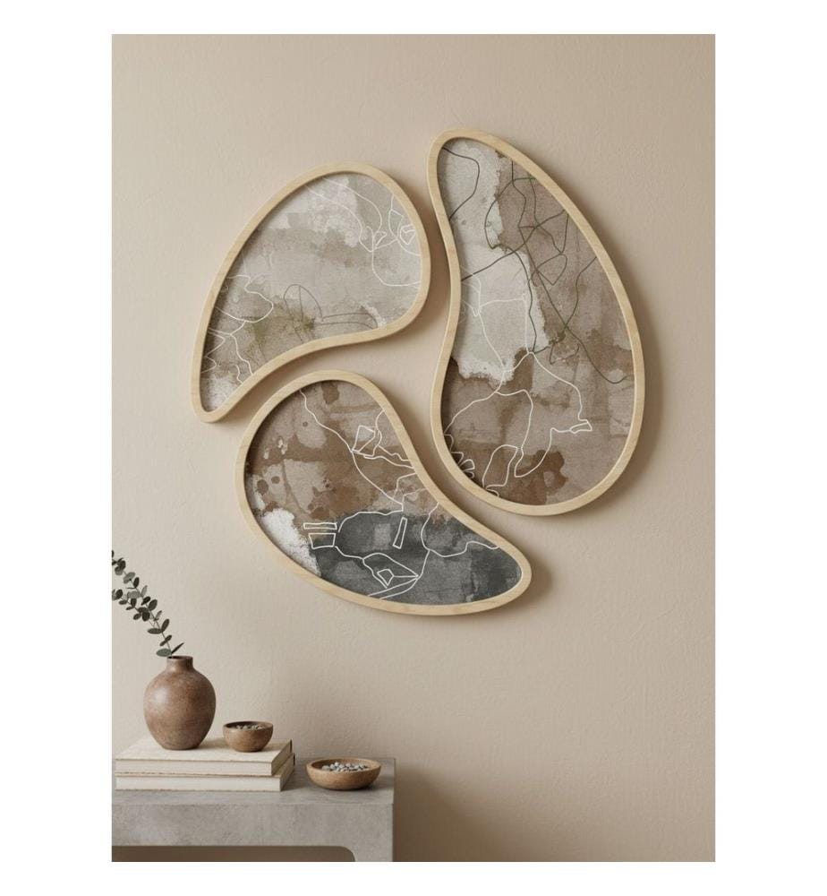 Tableau décoratif encadré en MDF, 3 pièces, 100 % MDF, multicolore