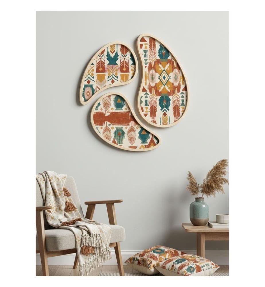 Tableau décoratif encadré en MDF, 3 pièces, 100 % MDF, multicolore