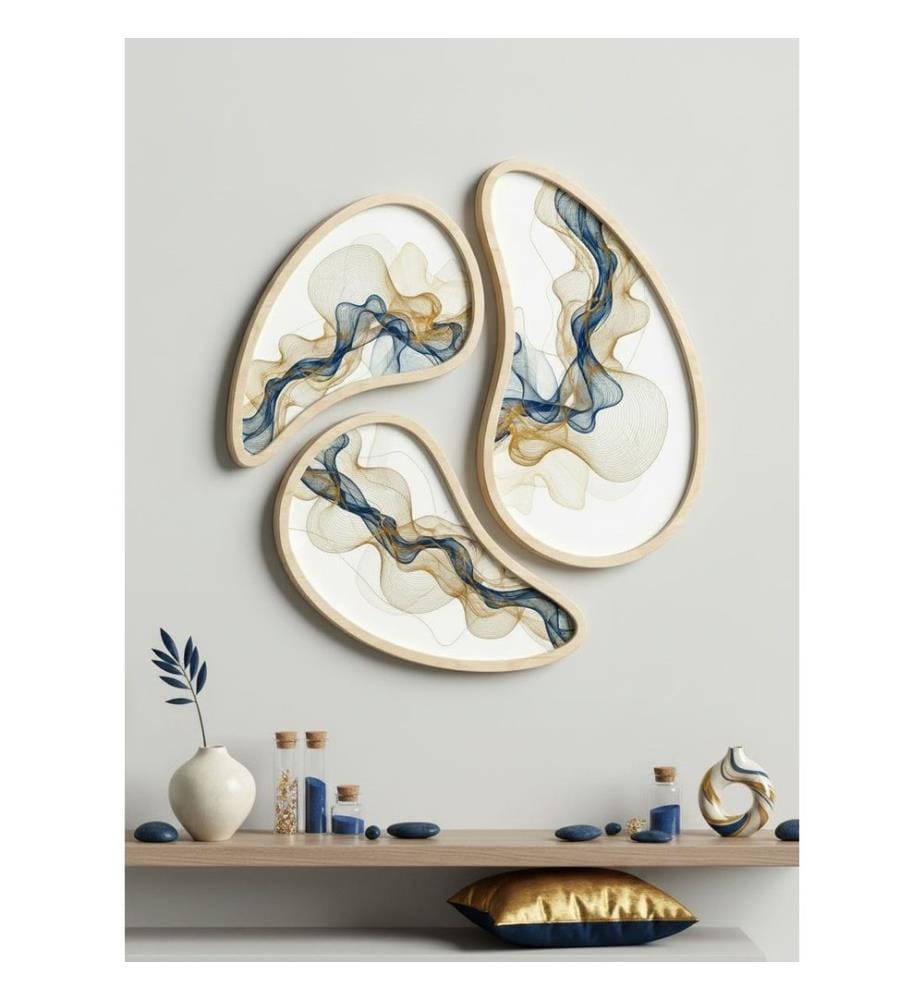 Tableau décoratif encadré en MDF, 3 pièces, 100 % MDF, multicolore