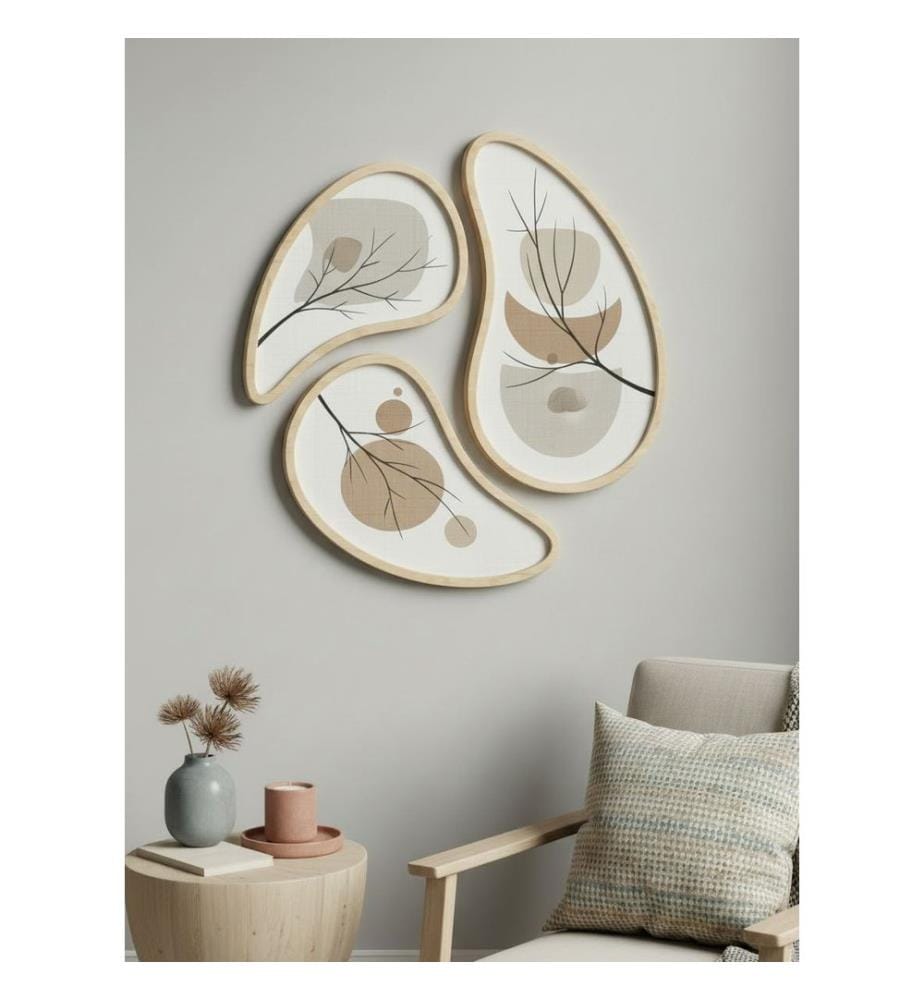 Tableau décoratif encadré en MDF, 3 pièces, 100 % MDF, multicolore