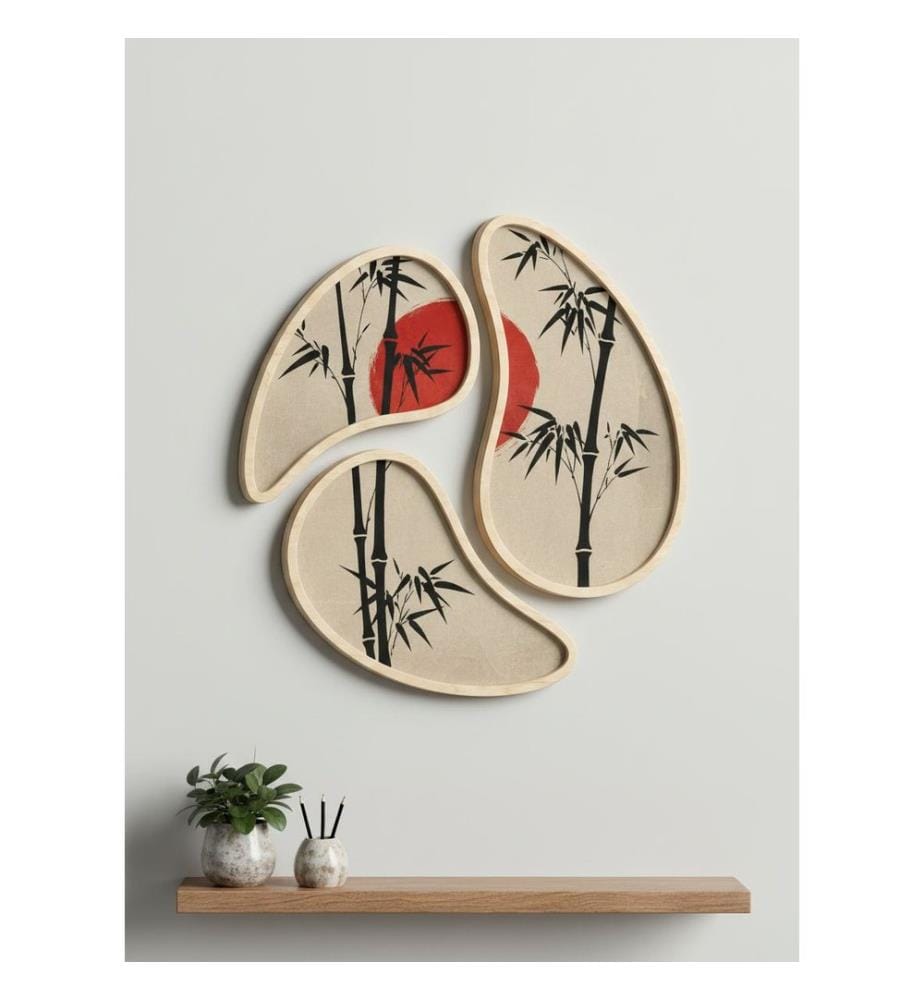 Tableau décoratif encadré en MDF, 3 pièces, 100 % MDF, multicolore