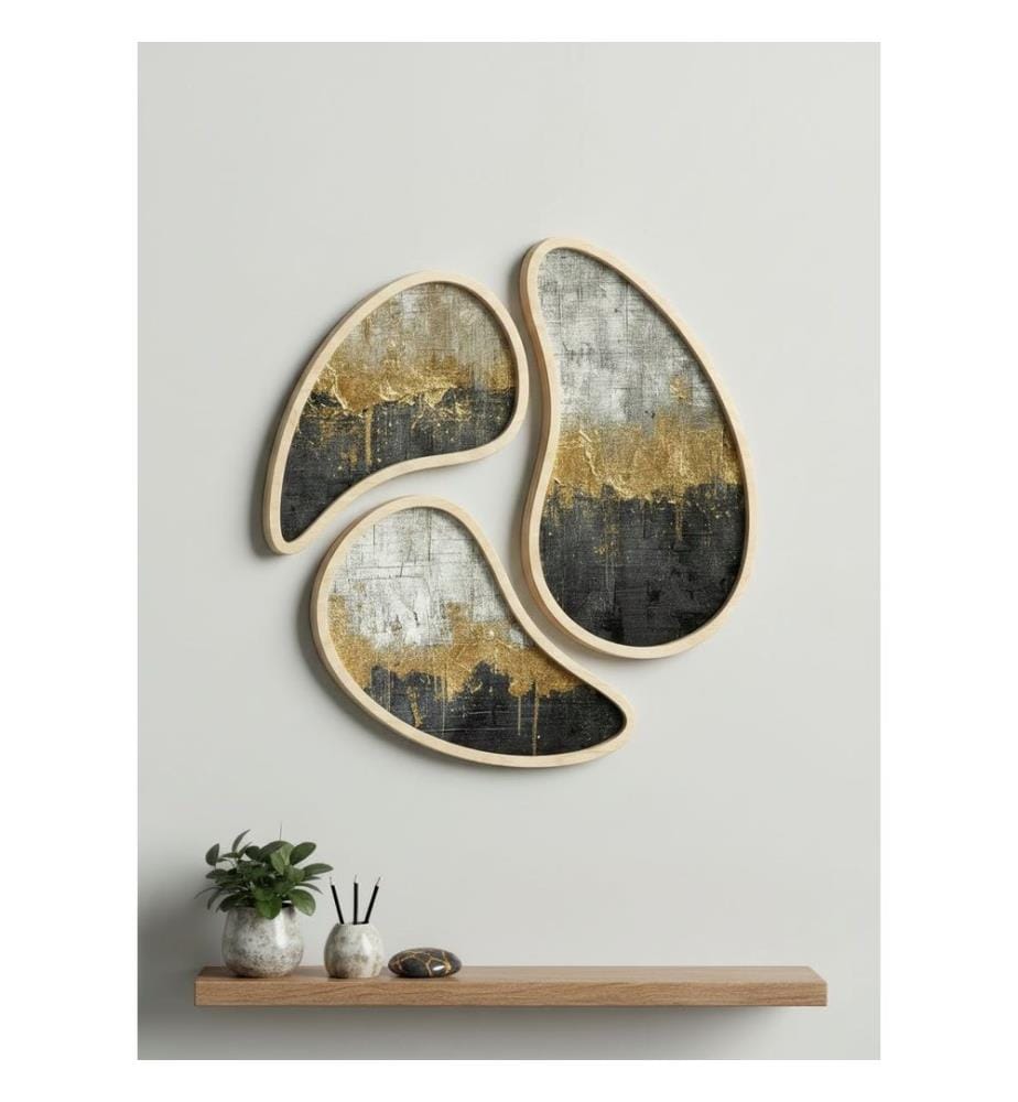 Tableau décoratif encadré en MDF, 3 pièces, 100 % MDF, multicolore