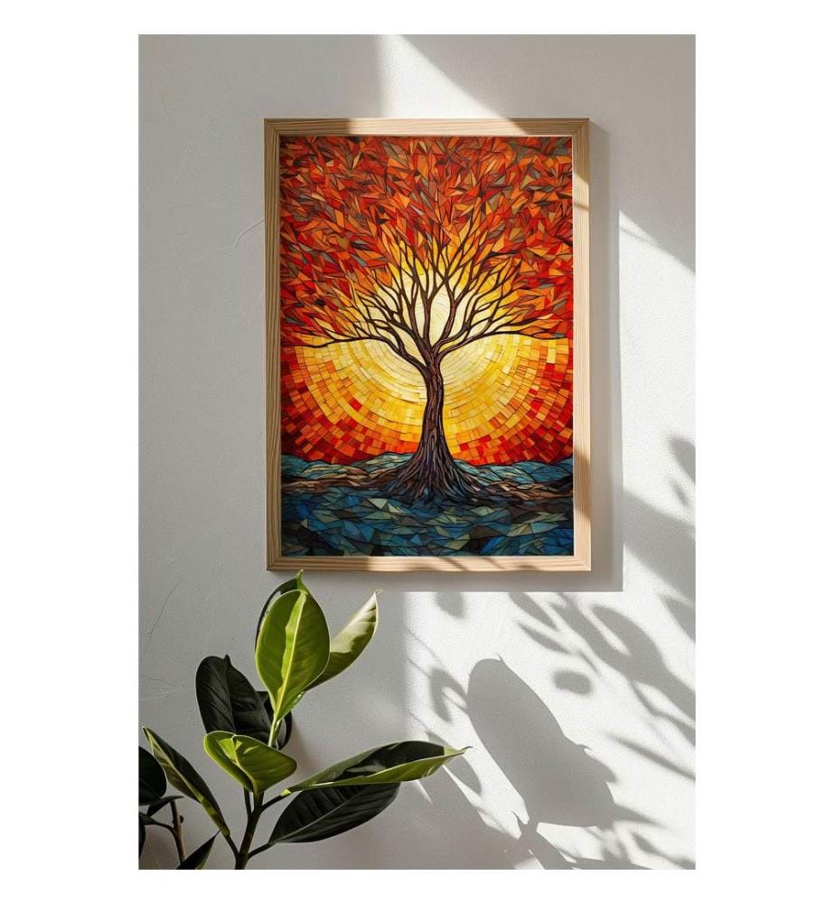 Tableau décoratif encadré en MDF, 100 % bois massif, multicolore