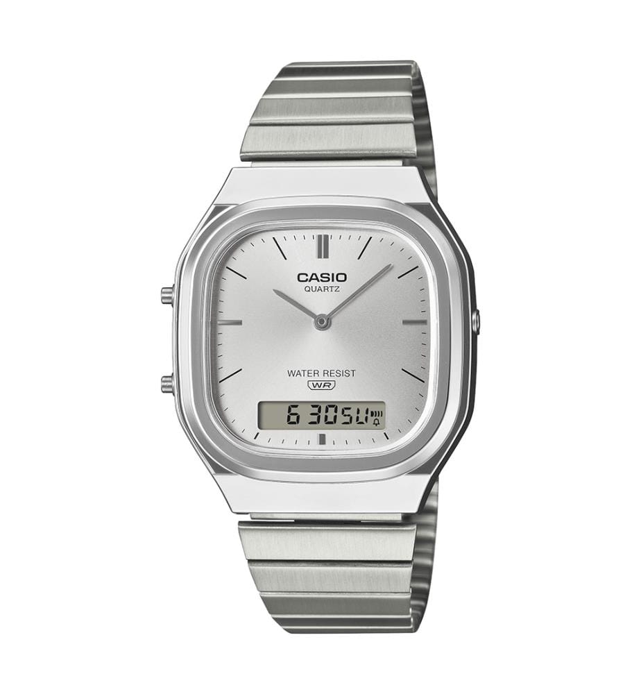 Montre vintage en quartz argenté au style audacieux - 36 mm