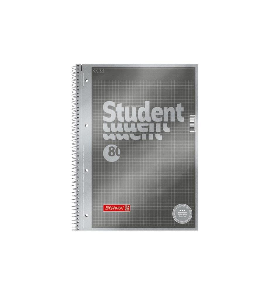 Brunnen Cahier Premium Student Protocole A4, Ligné, Argent