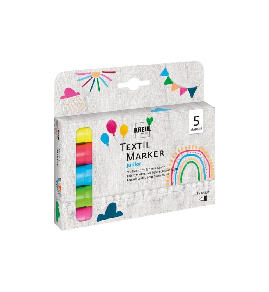 Kreul Marqueur textile medium Junior set de 5
